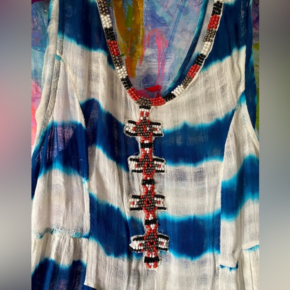 Summer FREE PEOPLE Tie Die Gauze Maxi Dress Beach Pool Cover Up Vacation Dream💖 - Picture 8 of 8